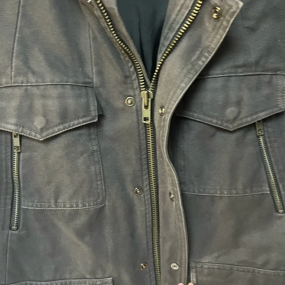 REISS Elbow Canvas Utility Military Jacket Biker 4 Pocket Men's Gray - Picture 7 of 11